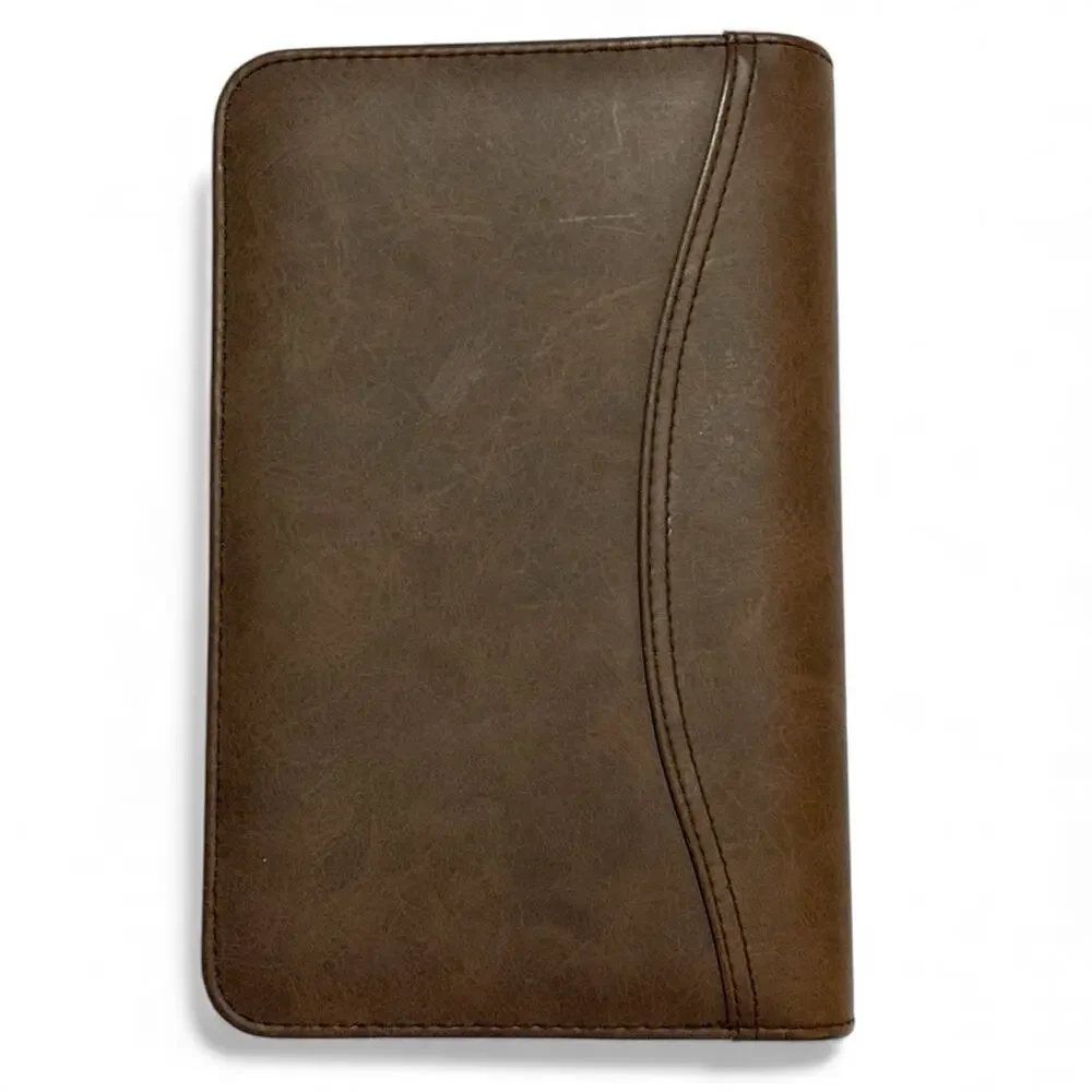 Vtg Day-Timer Organizer Planner Brown Navigator Zip Around 6 Rings 8.5x5.5